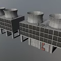 Industrial Equipment With Concrete Cooling Towers And Industrial Building Structure