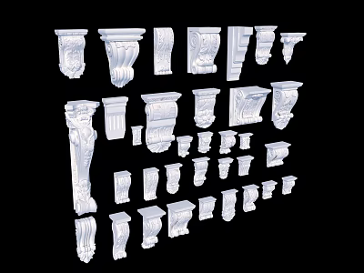 Ornamental White Carvings For Architectural Interior Decoration With Various Designs 3d model