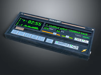 Retro Headphone Speaker With Winamp Interface Music Playback Controls And Display Screen 3d model