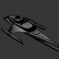 Futuristic Spaceship With Sleek Silver Black Design And Detailed Aerodynamic Structure
