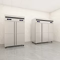 Stainless Steel Commercial Refrigerators Freezers in Clean Bright Modern Kitchen Space
