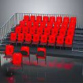 Red Modern Staircase Style Public Chairs with Metal Railings and Tiered Seating