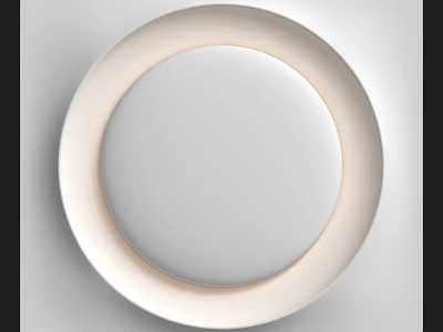 Wall Mounted Circular Mirror With Light Colored Frame Modern Decor Design 3d model