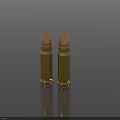 Golden Bullets With Copper Tips And Reflective Shine On Dark Background