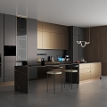 modern kitchen cabinets open kitchen minimalist space 3d model