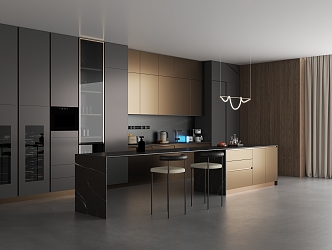 modern kitchen cabinets open kitchen minimalist space 3d model