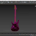 Dark Red Electric Guitar With Art Supplies Painted Designs And Decorative Stickers