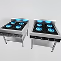 Two Stainless Steel Gas Stoves With Blue Flames As Kitchen Appliances