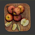Fresh Whole And Sliced Apples On Rustic Wooden Cutting Board