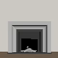 Modern Marble Fireplace With Burning Logs And Flames Against Light Colored Wall 3d model