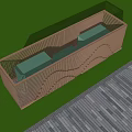 Wavy Pattern Fence Enclosing Green Seats With Paved Floor And Green Ground