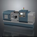 Blue CNC Lathe Machine Tool with Digital Control Panel and Operation Console 3d model