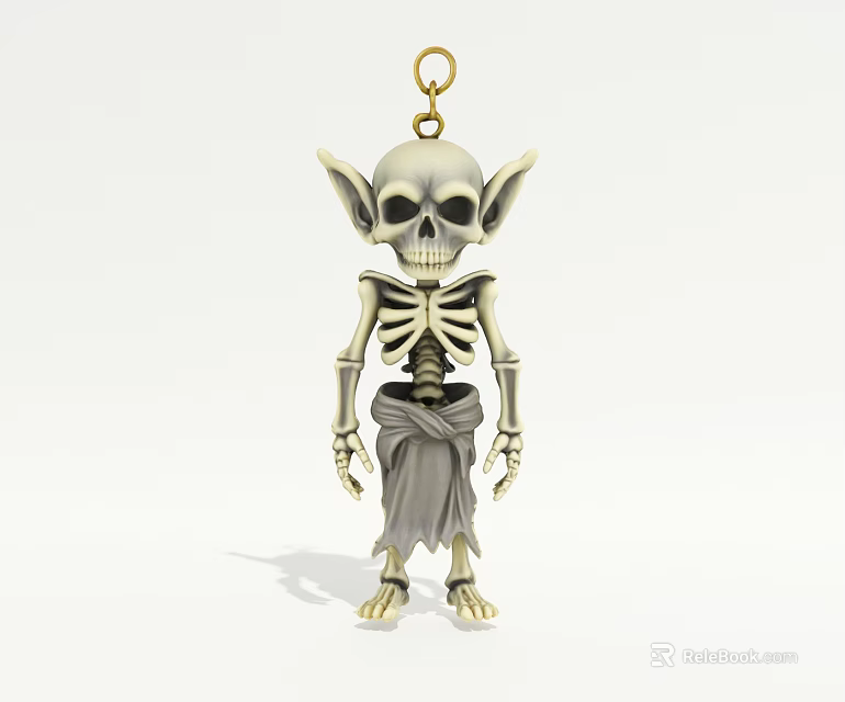 Skeleton Elf Decorative Ornament Set With Cloth Skirt And Metallic Pendant Design 3d model 