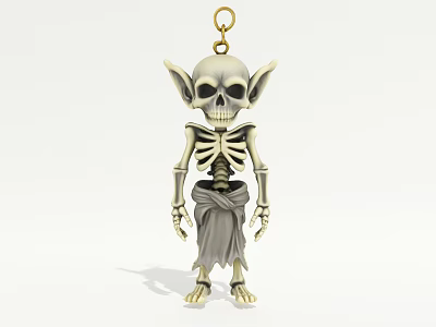 Skeleton Elf Decorative Ornament Set With Cloth Skirt And Metallic Pendant Design 3d model