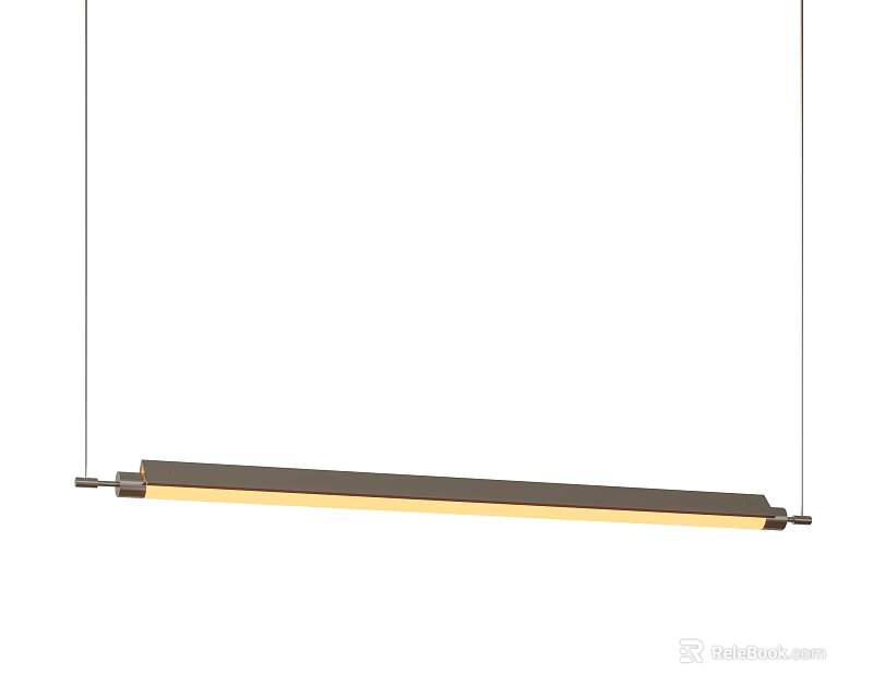 Modern Linear Pendant Light With Sleek Metal Frame And Warm Illumination 3d model 