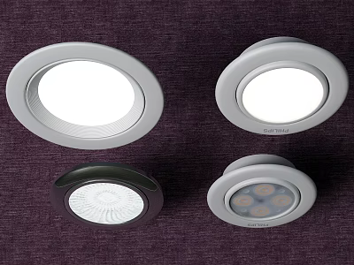 Modern Recessed Downlights and Spotlights with Various Styles and LED Bulbs for Home Ceiling 3d model