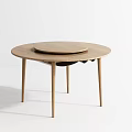 Simple Modern Wooden Dining Table Set With Round Table And Chairs Design 3d model