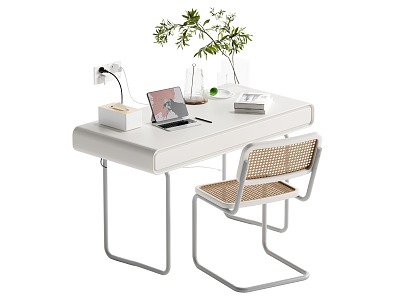 Desk and Chair Cream Style Desk and Chair 3d model