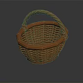 Practical Orange Woven Basket With Handle For Daily Household Storage Use 3d model