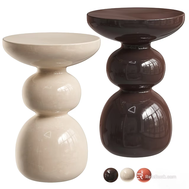 Modern Minimalist Tea Table With Beige And Dark Brown Sleek Stacked Sphere Design 3d model 