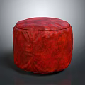 Round Red Textured Leather Sofa Stool for Modern Living Room Decor