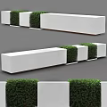 White Rectangular Outdoor Chairs With Green Shrubs In Modern Outdoor Setting 3d model
