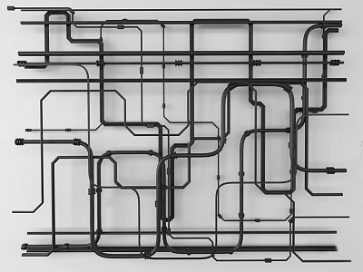 Detailed Industrial Piping System Layout With Interconnected Metal Pipes And Fittings 3d model
