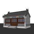 Traditional Ancient Chinese Architecture With Tiled Roof Wooden Doors And Stone Walls