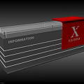 Modern Information Reception Desk With Red Top Black Surface And Silver Trim 3d model