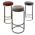 Modern Bar Stools With Round Metal Frames And Upholstered Seats In Various Colors