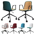 Comfortable Office Chairs In Various Colors With Armrests And Wheels Design 3d model