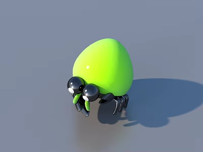 Cute Green Egg Shaped Toy With Black Eyes And Black Legs 3d model