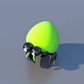 Cute Green Egg Shaped Toy With Black Eyes And Black Legs