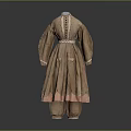 Traditional Vintage Dress With Long Sleeves Decorative Belt And Embroidery Details