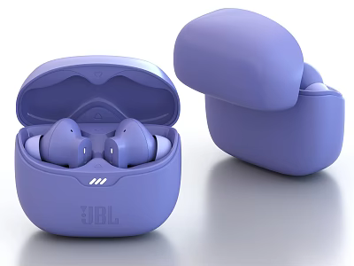 JBL Purple Bluetooth Wireless Earbuds Inside Open Charging Case Design 3d model