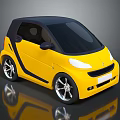 Yellow Small Car With Black Roof And Silver Alloy Wheels Modern Design