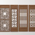 Traditional Wooden Lattice Windows With Various Decorative Patterns For Interior Design 3d model