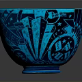 Intricately Carved Blue Bowl With Celestial Stars Planets And Geometric Patterns