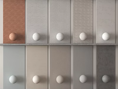 Building Exterior Wall Design With Various Color Material Samples And Round Decorative Knobs 3d model