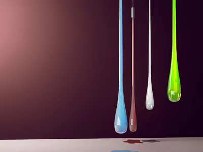 Colorful Drop Shaped Glass Pendant Lights Against Dark Background for Modern Home Decor 3d model
