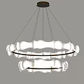 Modern Double Ring Chandelier With White Shades And Metal Frame Design