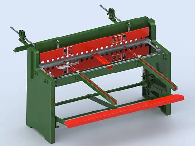 Industrial Shearing Machine With Green Frame And Red Components For Metal Processing 3d model