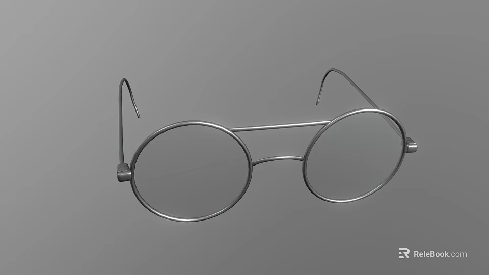 Elegant Round Frame Jewelry Glasses Featuring Metal Structure And Classic Style 3d model 