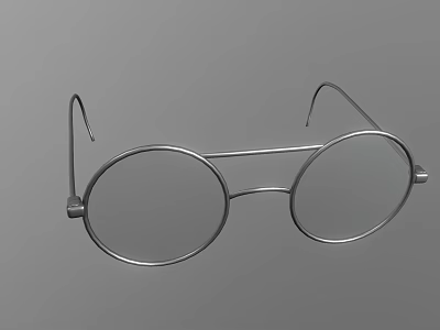 Elegant Round Frame Jewelry Glasses Featuring Metal Structure And Classic Style 3d model