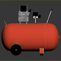 Red Air Compressor with Horizontal Tank Motor Control Panel and Portable Wheels Design