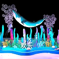 Enchanting Ocean Themed Photo Spot With Blue Whale Bubbles And Colorful Plants