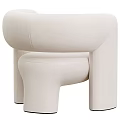Modern Beige Upholstered Leisure Chair With Curved Armrests Comfortable Seat And Sleek Silhouette