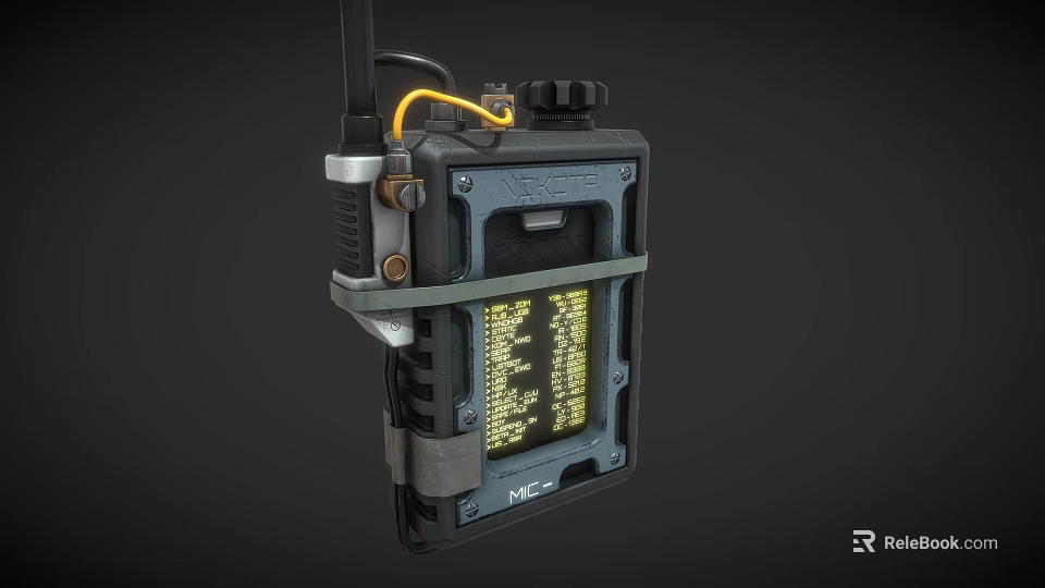 Tactical Weapon Control Unit Featuring NRK2 MC2 Antenna and Yellow Text Display Screen 3d model 