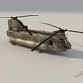 Large Military Green Twin Rotor Heavy Lift Transport Helicopter Design