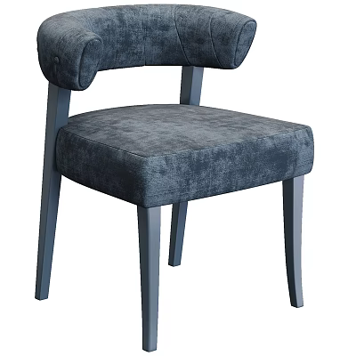 Navy Blue Velvet Accent Chair With Curved Backrest Padded Seat And Wooden Legs 3d model